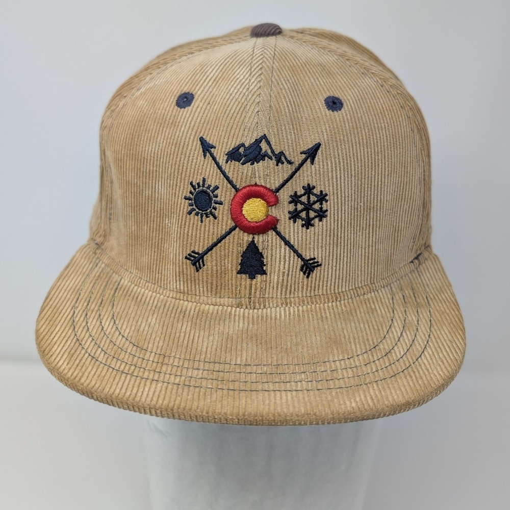 Aksels Corduroy Colorado Mountains Snapback Hat Flat Brim Unisex